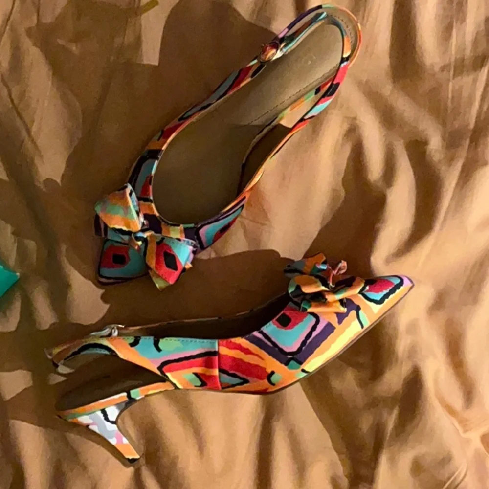 J.Renee Multicolor Slingback Heels with Bow - Picture 3 of 3